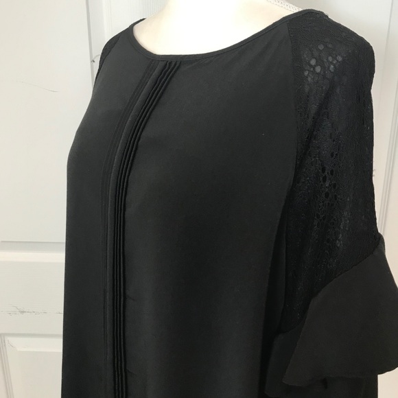H Halston Black Dress with Lace Shoulders Size M - Picture 8 of 15
